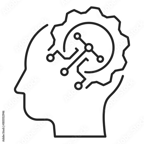 brain information technology line icon