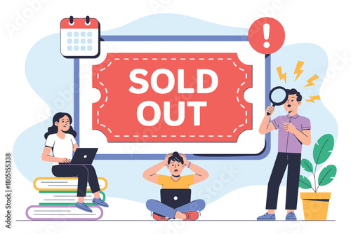 People reacting to a sold out event or ticket with frustration and disappointment.