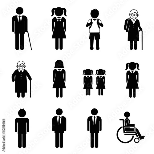 A collection of diverse people icons representing different ages and abilities.