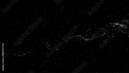 Abstract dot space grain noise vector background with scattered particles creating a swirling pattern on a black backdrop for digital design element.