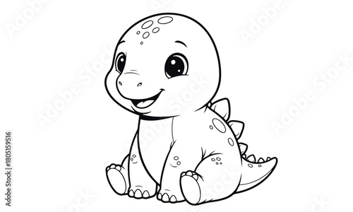 cute baby Brachiosaurus coloring page for kids vector design.ai