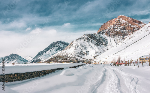 Snow Drive in the mountains