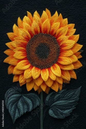 Beautiful Sunflower Embroidery With Intricate Details and Vibrant Colors
