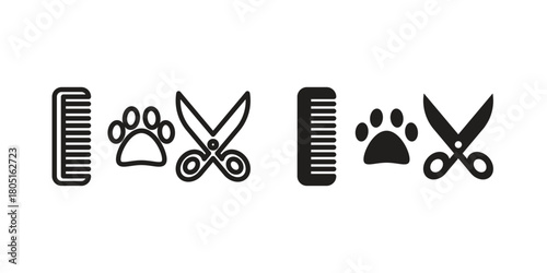 Pet grooming icon concept vector illustration. logotype icon designs