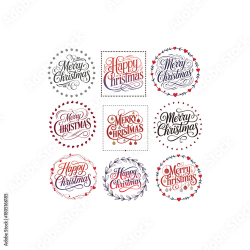 Classic Holiday Card Design with Chritsmas Greetings and Holly Ornaments

