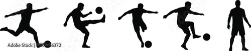 Soccer Player Silhouettes Collection - Kicking, Dribbling, and Action Poses