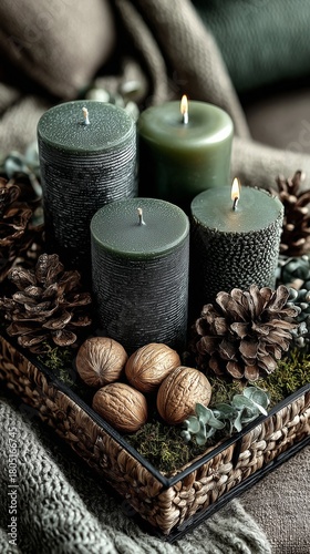 Scented Candles and Decorative Elements Create a Cozy Atmosphere for a Relaxi...