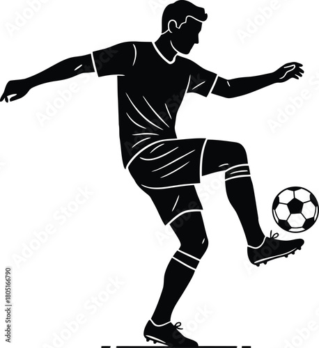 Soccer Player Juggling Ball Silhouette Vector Graphic - Football Freestyle Skill