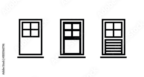 Three minimalist icons represent different styles of windows.