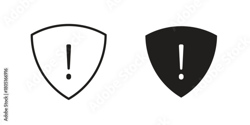Shield exclamation icon concept vector illustration. logotype icon designs
