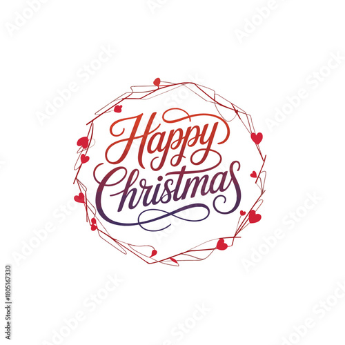 Classic Holiday Card Design with Chritsmas Greetings and Holly Ornaments

