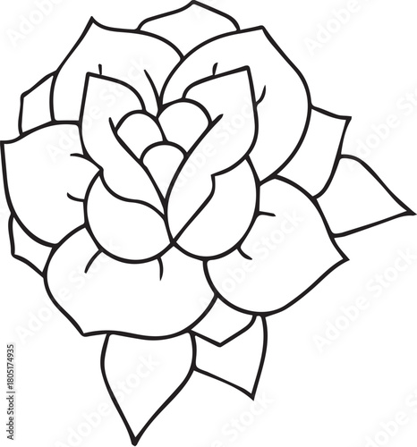 Traditional Flower Tattoo Stencil T-shirt Print