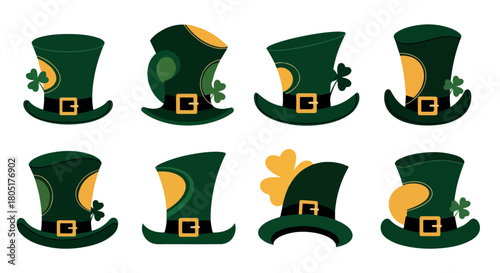 St. Patrick's Day leprechaun hats with transparent background