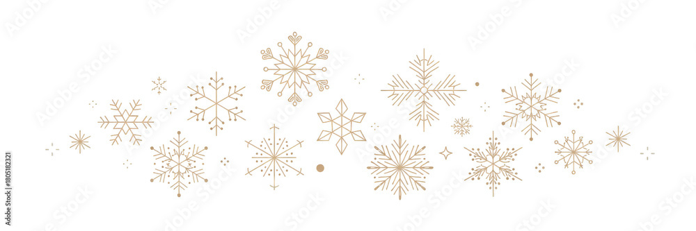 Fototapeta premium Christmas border, gold decorations pattern, holidays banner