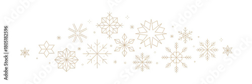 Christmas border, gold decorations pattern, holidays banner
