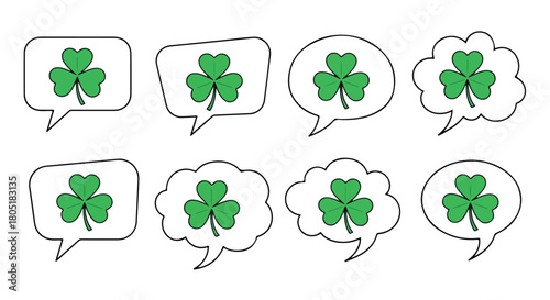 Four leaf clover speech bubbles with transparent background