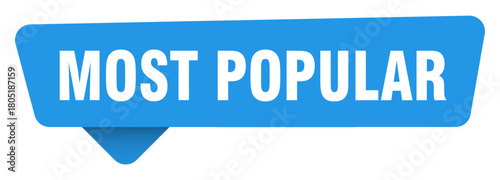most popular sticker. most popular blue sign isolated on transpatent background
