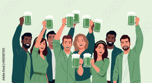 Group of friends toasting beer mugs celebration