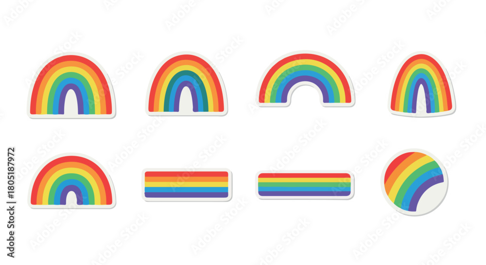 Obraz premium Rainbow stickers set with transparent background