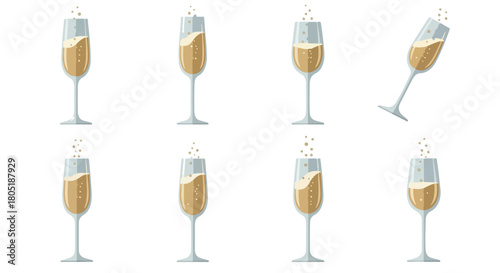 Champagne glasses set with transparent background