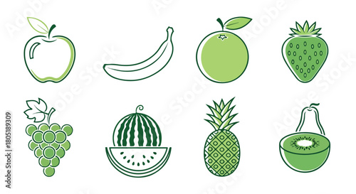 Assorted fruits collection with transparent background