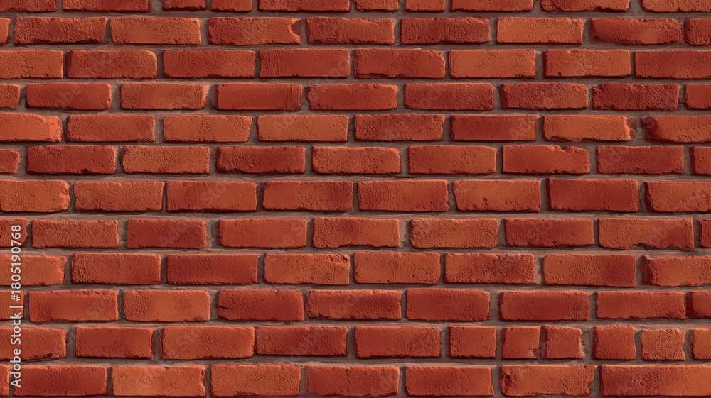 Fototapeta premium Red brick wall texture in sunlit environment. AI image