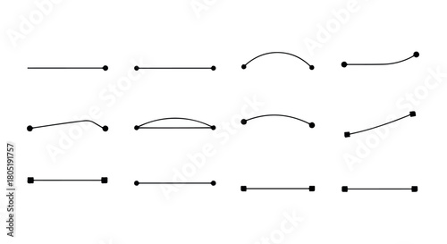 Line shapes with dots, simple elements with transparent background
