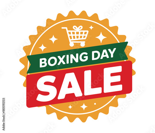 Boxing Day Sale event features a shopping cart icon and starbursts