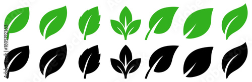 Leaf icon set collection of eco leaves and plant symbols for nature, environment, and organic themes. Leaf icon set. Green leaf symbols. leaf, leaves, nature, vector, icon 