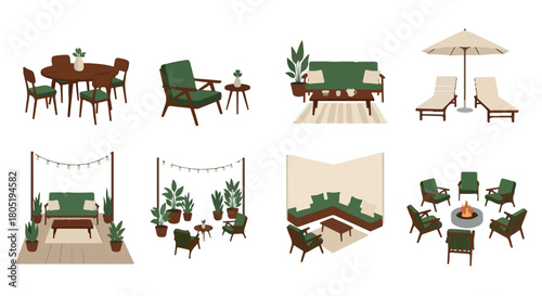 Outdoor seating arrangements and patio furniture collection