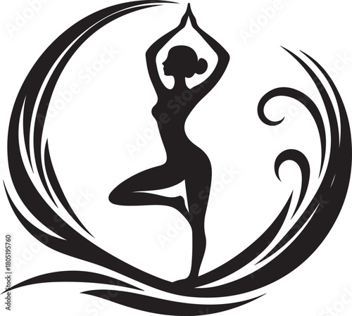 A black silhouette sits in a calm lotus meditation pose against a light, soft background. This image conveys tranquility, focus, balance, and inner peace for yoga