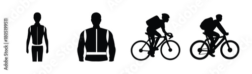 Reflective safety vest and urban cycling visibility icons