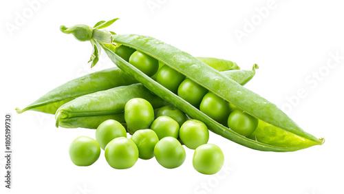 Macro shot of green peas on a transparent background