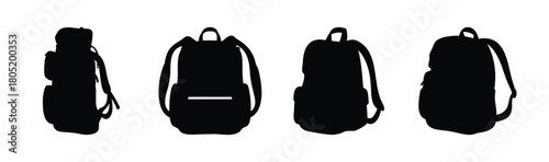 Various backpack silhouettes collection for travel and school