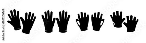 Collection of hand protection gloves silhouette vector set