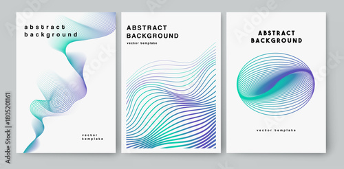 Vector set of elegant geometric wavy line designs, posters or brochures layout