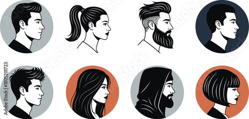 Restroom signs collection vector illustration for toilet door and wc symbol design template set