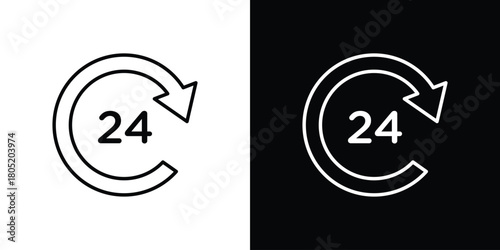 24 Hrs icon. Outline symbol for Website UI