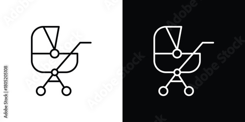 Baby carriage icon. Outline symbol for Website UI