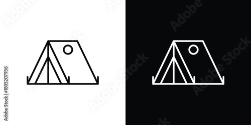Camping icon. Outline symbol for Website UI
