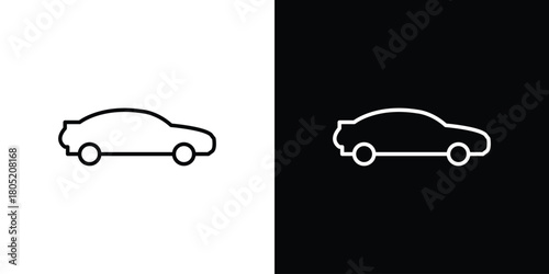 Car side view icon. Outline symbol for Website UI