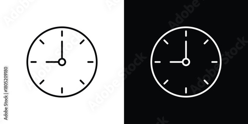 Clock nine icon. Outline symbol for Website UI