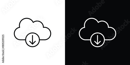Cloud download icon. Outline symbol for Website UI