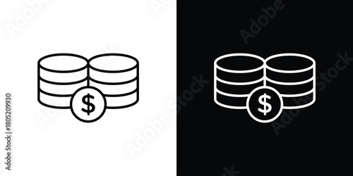 Coins icon. Outline symbol for Website UI