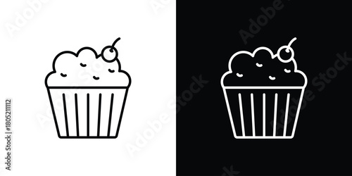 Cupcake icon. Outline symbol for Website UI