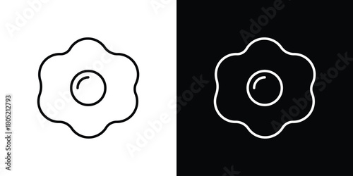 Egg fried icon. Outline symbol for Website UI