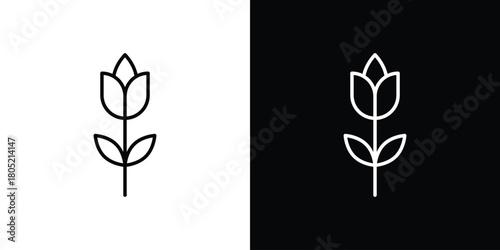 Flower tulip icon. Outline symbol for Website UI
