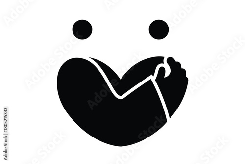 Couple Hugging in Heart Shape – Minimal Vector Illustration for Valentine's Day. Symbol of love, romance and care.