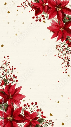 Bright Red Flowers and Festive Accents Create a Joyful Holiday Decoration Design
