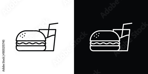 Hamburger soda icon. Outline symbol for Website UI